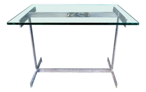 Mid 20th Century Glass and Chrome Side Table in the Style of Milo Baughman