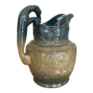 Antique Majolica Hunt Scene Pitcher For Sale