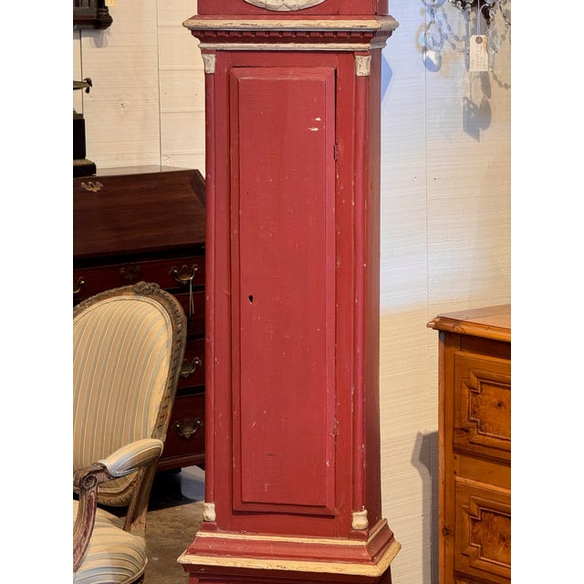 19th Century 19th Century Swedish Tall Clock With Red Painted Case For Sale - Image 5 of 18