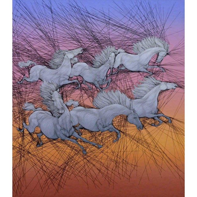 1980s Guillaume Azoulay"Dixhuit Chevaux"Suite of 3 Signed & Numbered Artworks Unframed For Sale - Image 10 of 10