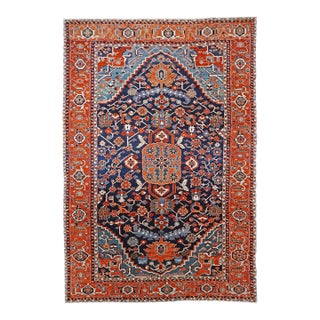 Antique Persian Serapi Wool 13x19 Blue & Red Handmade Oversized Area Rug #1143922 For Sale