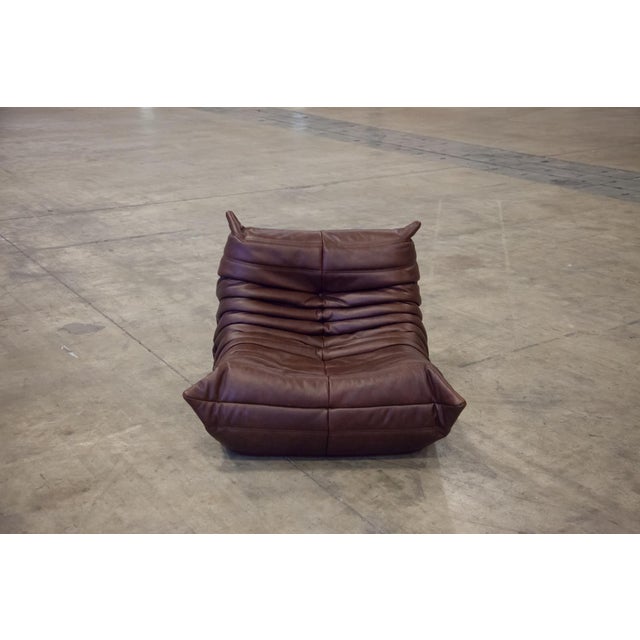 1970s Chocolate Brown Leather Togo Sofa, 1970s, Set of 5 For Sale - Image 5 of 12