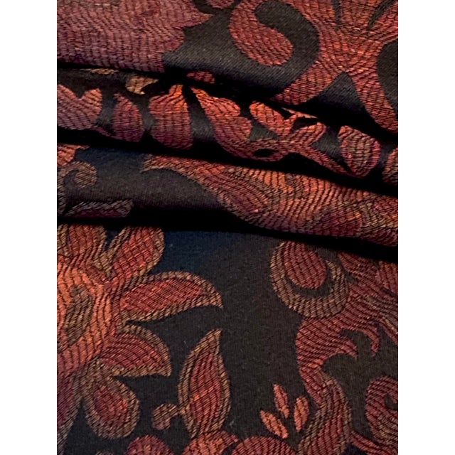 Gothic Home Decor Fabric Jacquard Gothic Revival Burgundy and Black Upholstery For Sale - Image 3 of 4