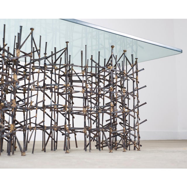 Marc Weinstein Attributed Brutalist Welded Nails Cocktail Table For Sale - Image 16 of 18
