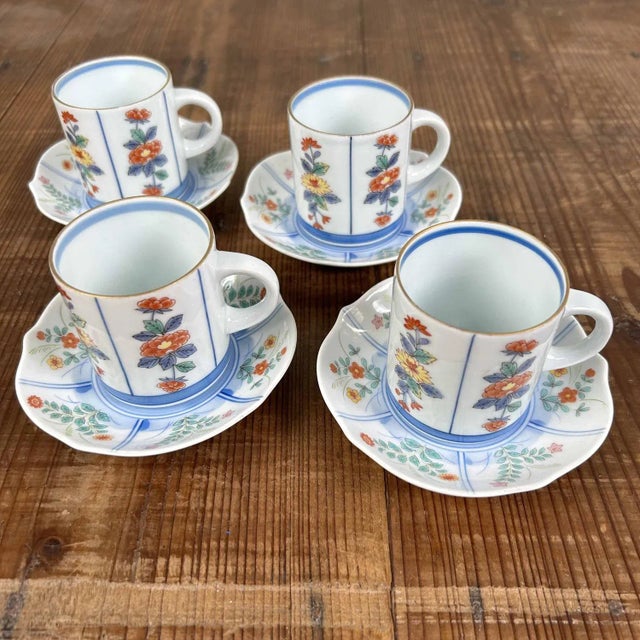 Porcelain Cup and Saucer Set by Hasami Yaki, 1950s, Set of 8 For Sale - Image 11 of 11