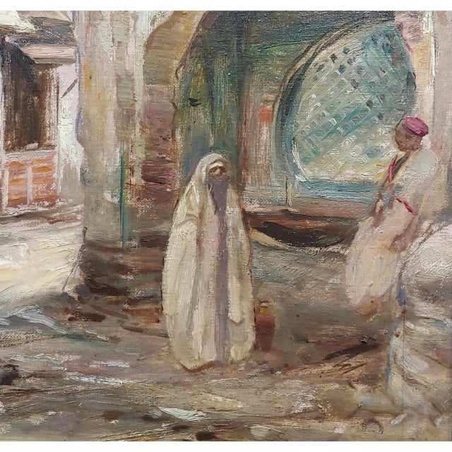 Robert Alexander Scene at a Fountain in Tangier-1920s Oil Painting For Sale - Image 4 of 9