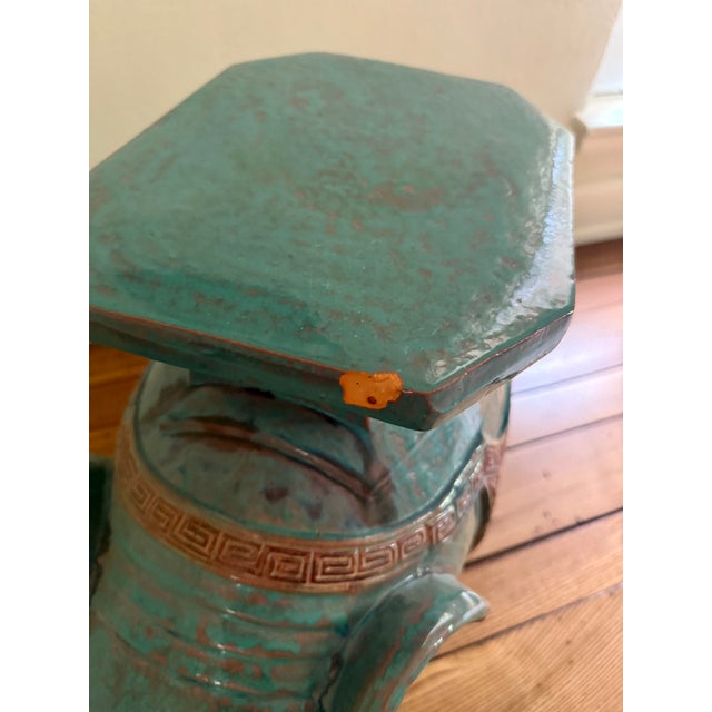 Mid 20th Century Mid 20th Century Vintage Glazed Elephant Garden Stool For Sale - Image 5 of 10