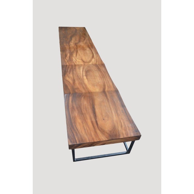 Andrianna Shamaris Single Slab Suar Wood Long Wave Bench For Sale - Image 12 of 18