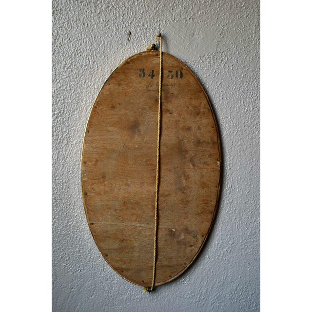 Wood Large Le Gracieux Oval Patinated Mirror, 1940s For Sale - Image 7 of 9