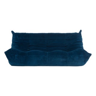 Togo Three-Seater Sofa in Dark Blue Tissue by Michel Ducaroy for Ligne Roset For Sale