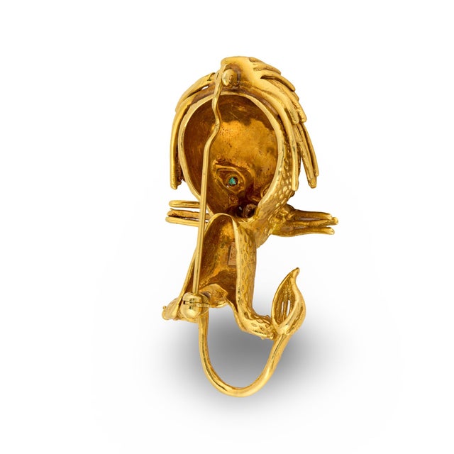 Vintage Gemstone 18k Gold Lion Brooch For Sale In Los Angeles - Image 6 of 6