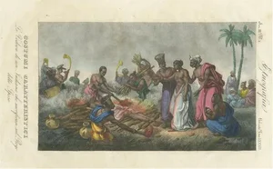 Historical Widow's Sacrifice on a Funeral Fire in India, 1827, Paper