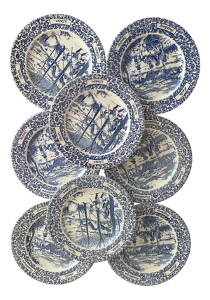 English Ironstone Plates, 1960s, Set of 8