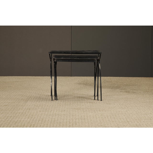 Metal Vintage Tempestini for Salterini Style Mesh Metal Nesting Tables Set of 3, Circa Mid-Century For Sale - Image 7 of 13