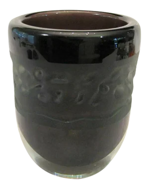 Signed James Parsons Sandblasted Sommerso Purple Black Cased Glass Vase Vermont