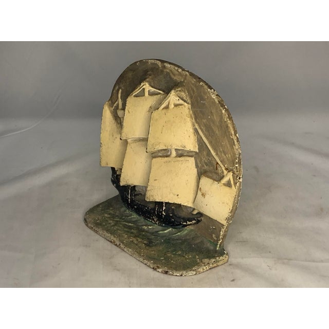 Metal Vintage Cast Iron Galleon Ship Doorstop: A. A. Richardson 1927 For Sale - Image 7 of 9