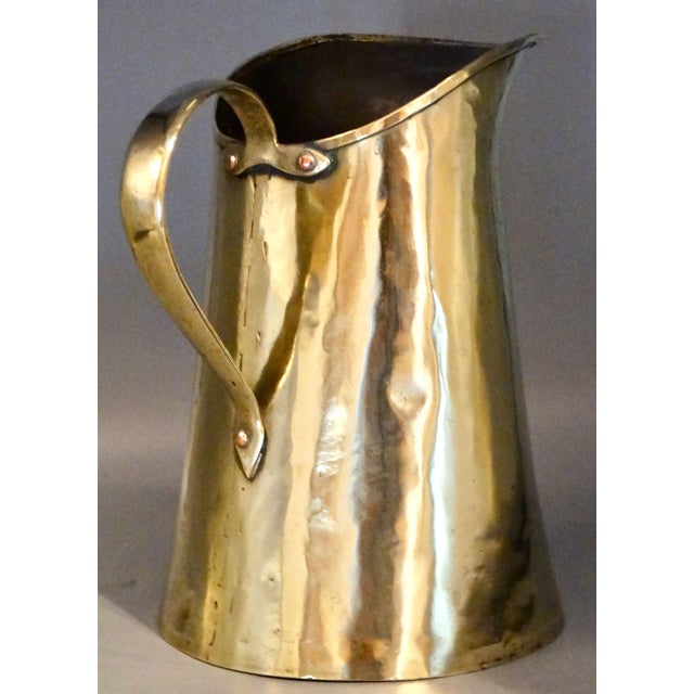 Metal Antique French Handcrafted Brass Pitcher For Sale - Image 7 of 12