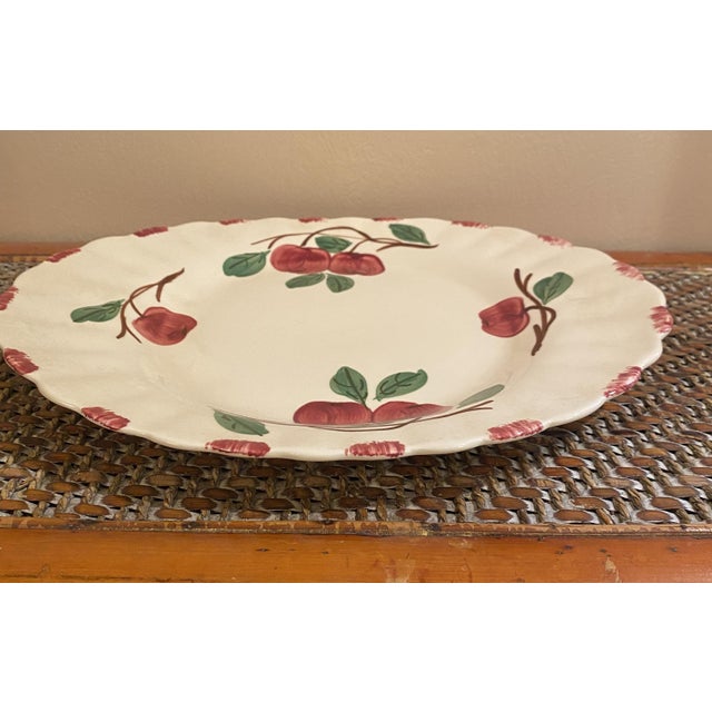Beautiful vintage Blue Ridge Southern Pottery autumn apple serving platter. White with red and green autumn apples,...