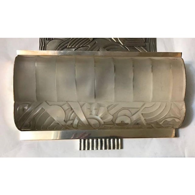 Art Deco French Art Deco Sconces With Geometric Motif - a Pair For Sale - Image 3 of 9