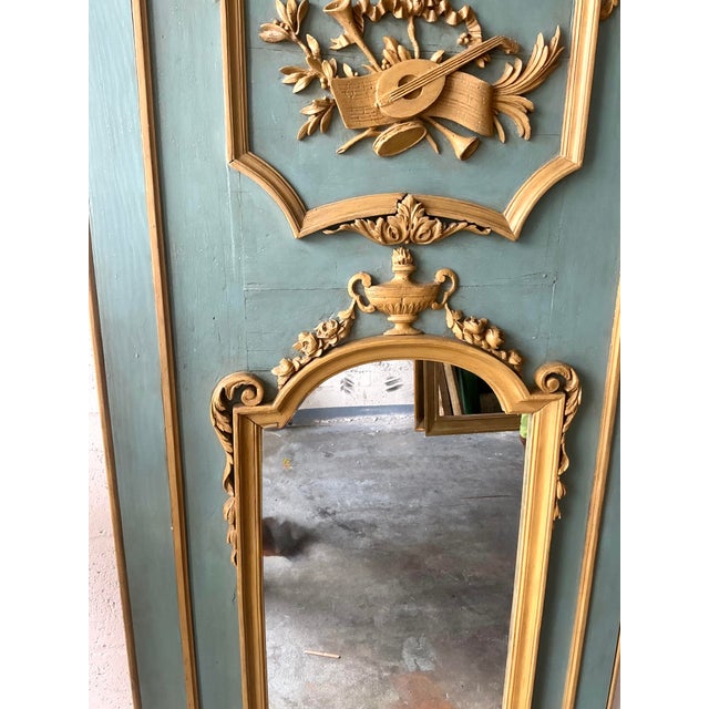 Jade Vintage Regency Gilt Tipped Trumeau Mirror For Sale - Image 8 of 8