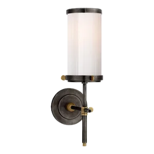 Thomas O'Brien for Visual Comfort Signature Bryant Bath Sconce in Bronze & Hand-Rubbed Antique Brass with White Glass