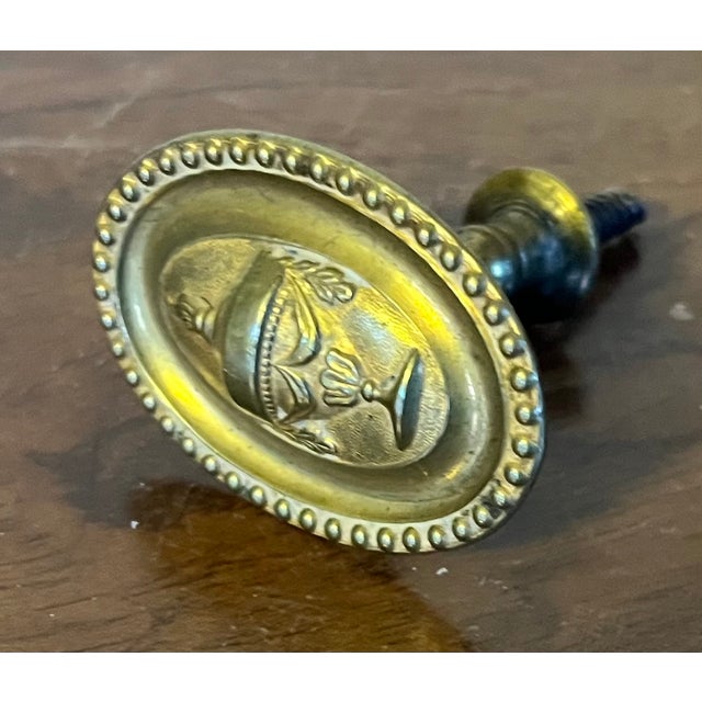 Antique Early 19th Century American Federal Neoclassical Brass Mirror Support or Picture Hook With Urn Decoration Circa 1810 - 1820 For Sale - Image 10 of 10