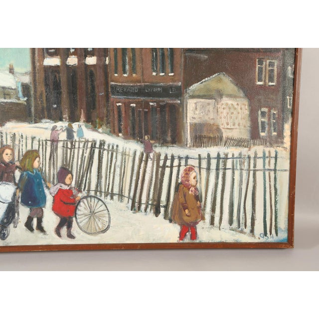 Paint Mid 20th Century John Ash (British, 1926-1999) Snowy Urban Scene, Oil on Canvas For Sale - Image 7 of 9