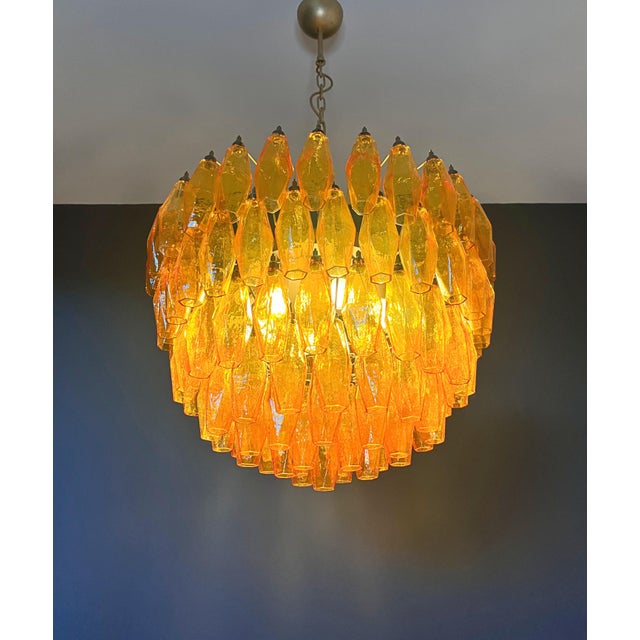 Vintage Murano Glass Chandelier with 111 Amber Poliedri, 1990s For Sale - Image 14 of 18