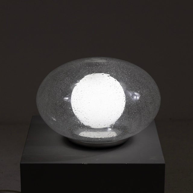 Silver Table Lamp with Pulegoso Glass, 1960s For Sale - Image 8 of 10