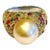 Bochic “Orient” Vintage Ruby, South Sea Pearl & Sapphire Ring Set 18K Gold & Silver For Sale