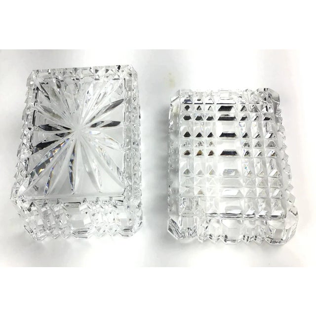 1990s 1990s Mid Century Cut Crystal Ashtray Cigarette Case Set - Set of 2 For Sale - Image 5 of 13