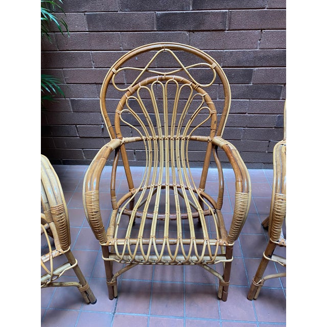 Late 20th Century Late 20th Century Vintage Italian Rattan and Wicker Fan Back Chair For Sale - Image 5 of 5