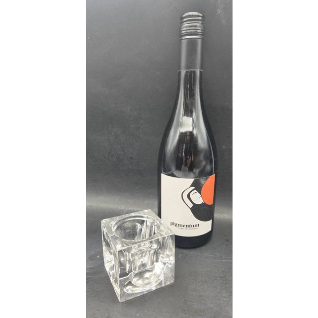 Glass Vintage Optic Glass Cube Paperweight and Candle Holder For Sale - Image 7 of 10