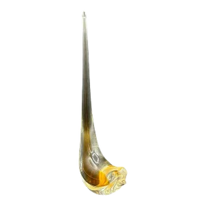 Mid Century Hand Blown Sommerso Murano Style Yellow Art Glass Bird W/ Tall Feather