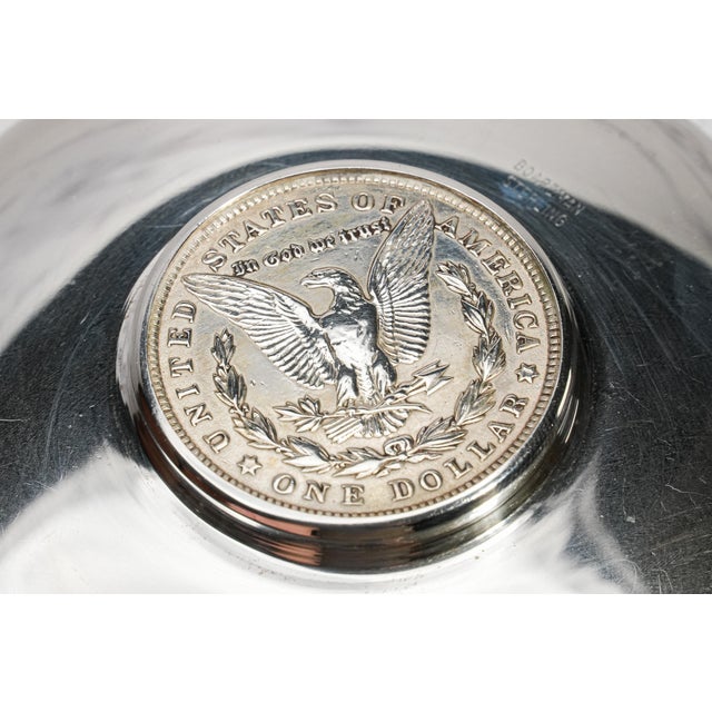 Fascinating Vintage Sterling Silver Catchall Dish 1921 Morgan Silver Dollar Coin Jewelry Tray Luxury Home Decor Americana For Sale - Image 9 of 10