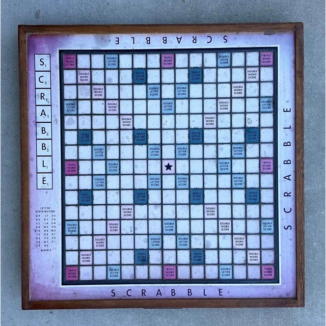 Tan Restoration Hardware Giant Tabletop Scrabble Board Set Lazy Susan For Sale - Image 8 of 13