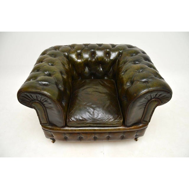 Animal Skin Antique Victorian Chesterfield Chair in Leather, 1880s For Sale - Image 7 of 13