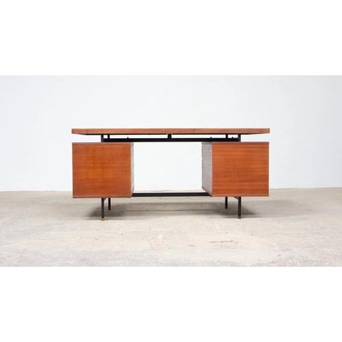 Wood Minvielle Director's Desk by Pierre Guariche, 1960s For Sale - Image 7 of 11