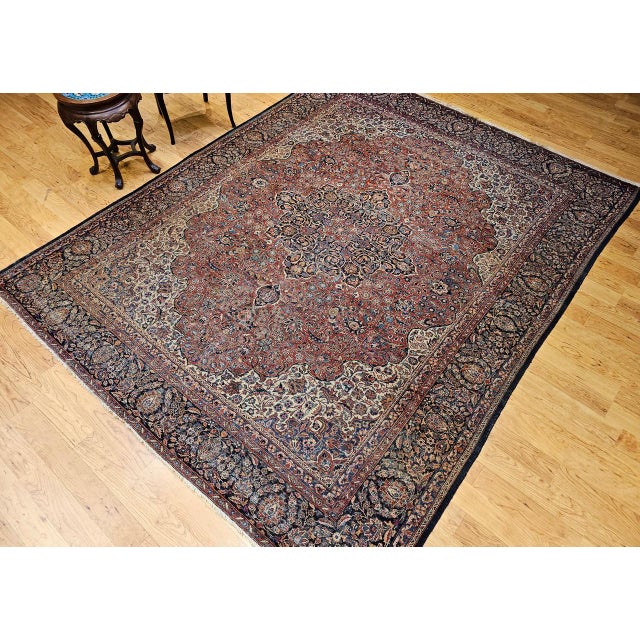 Early 20th Century Persian Kashan Rug, Hand-Knotted Wool, Floral Pattern, Rust & Ivory, 8x10 For Sale - Image 11 of 18
