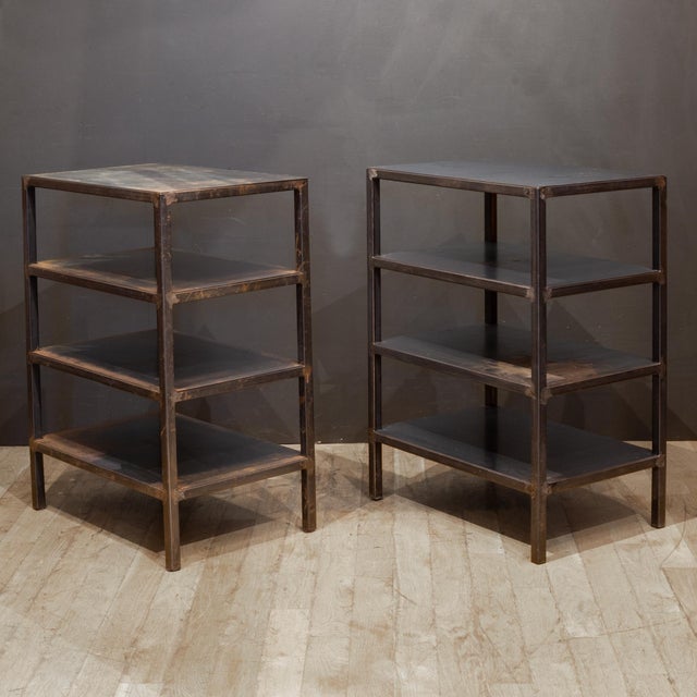 Industrial Industial Four-Tier Steel Shelving Units For Sale - Image 3 of 9