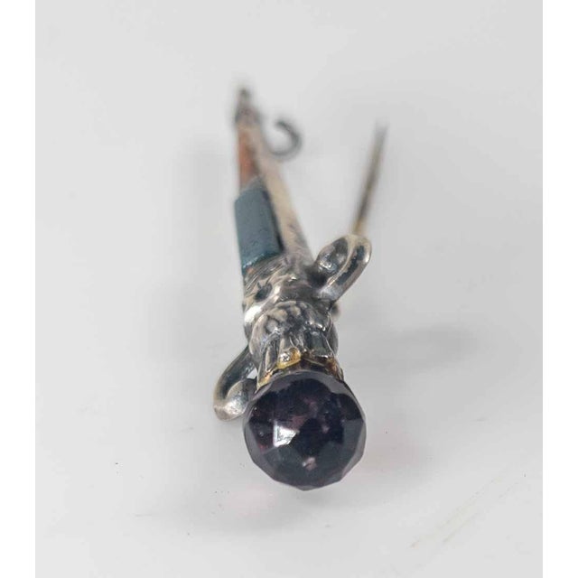 Early 20th Century English Scottish Sterling Silver Dirk Pin With Jasper and Amethyst Glass For Sale - Image 4 of 9