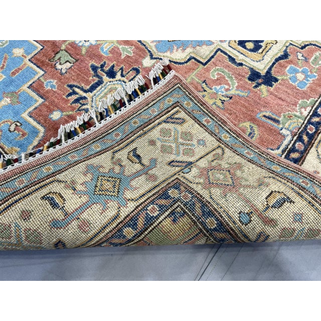 Terracotta Persian Style Heriz Wool Rug With Blue Accents, 3'11" X 6'3" For Sale - Image 12 of 14