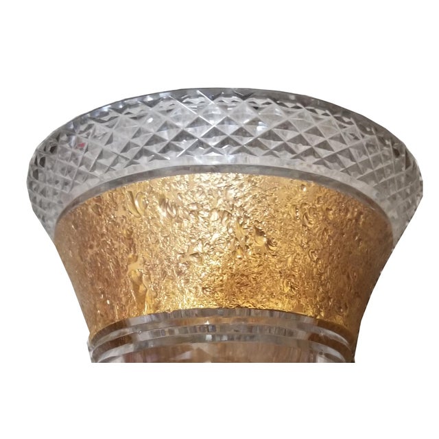 Transparent Vintage Moser Glassworks 24k Gold Incrusted Cut Crystal Vase For Sale - Image 8 of 11