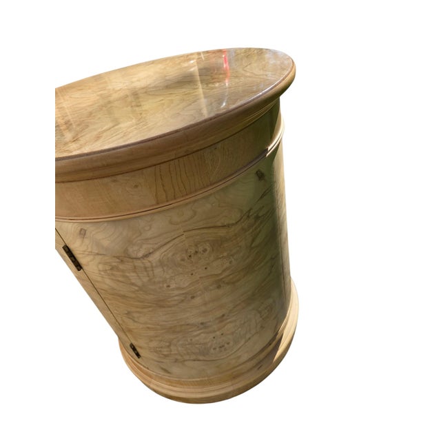 1980s Henredon Charles X Collection Burlwood Drum Side Table Nightstand Cabinet For Sale - Image 13 of 18