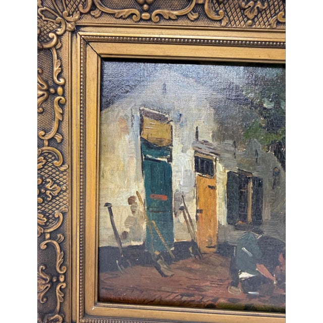 Wood Pieter Adrianus "Piet" Schipperus Original Oil on Wood Farmhouse 1924 For Sale - Image 7 of 13