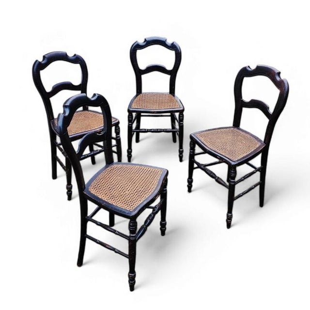 Wood Napoleon III Dining Chairs, 19th Century, Set of 4 For Sale - Image 7 of 18