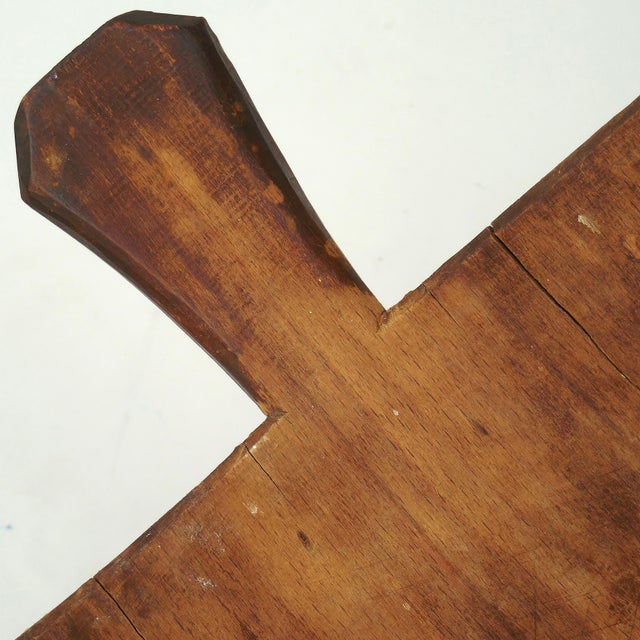 19th Century Large Antique Rustic Primitive Hardwood Bread Board / Chopping Block - Kitchen Cuttign Board For Sale - Image 11 of 11