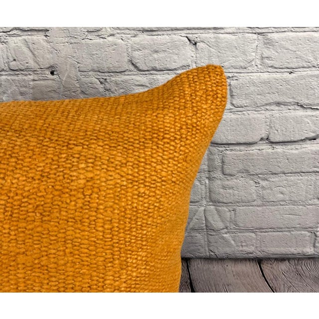 Turkish 20 x 20 Hemp Pillow Turkish Cushion Natural Orange Pillow Cushion Cover For Sale - Image 3 of 4