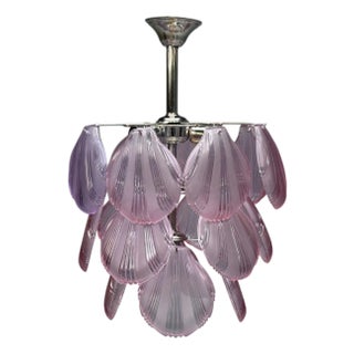 Mid-Century Modern, Purple Shell Motif Murano Glass, Pendant Light, 1960s For Sale