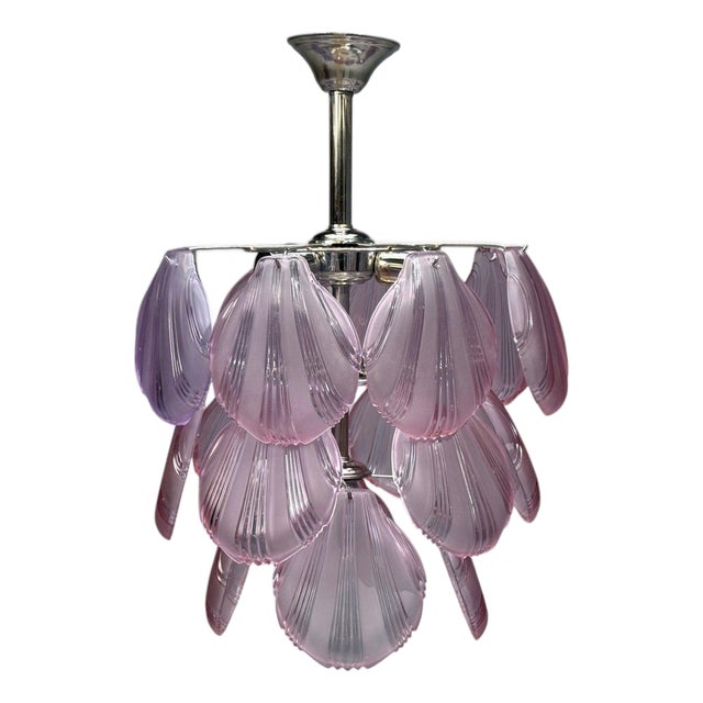 Mid-Century Modern, Purple Shell Motif Murano Glass, Pendant Light, 1960s For Sale